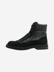 Chanel Black suede high-top ankle boots - size EU 36.5