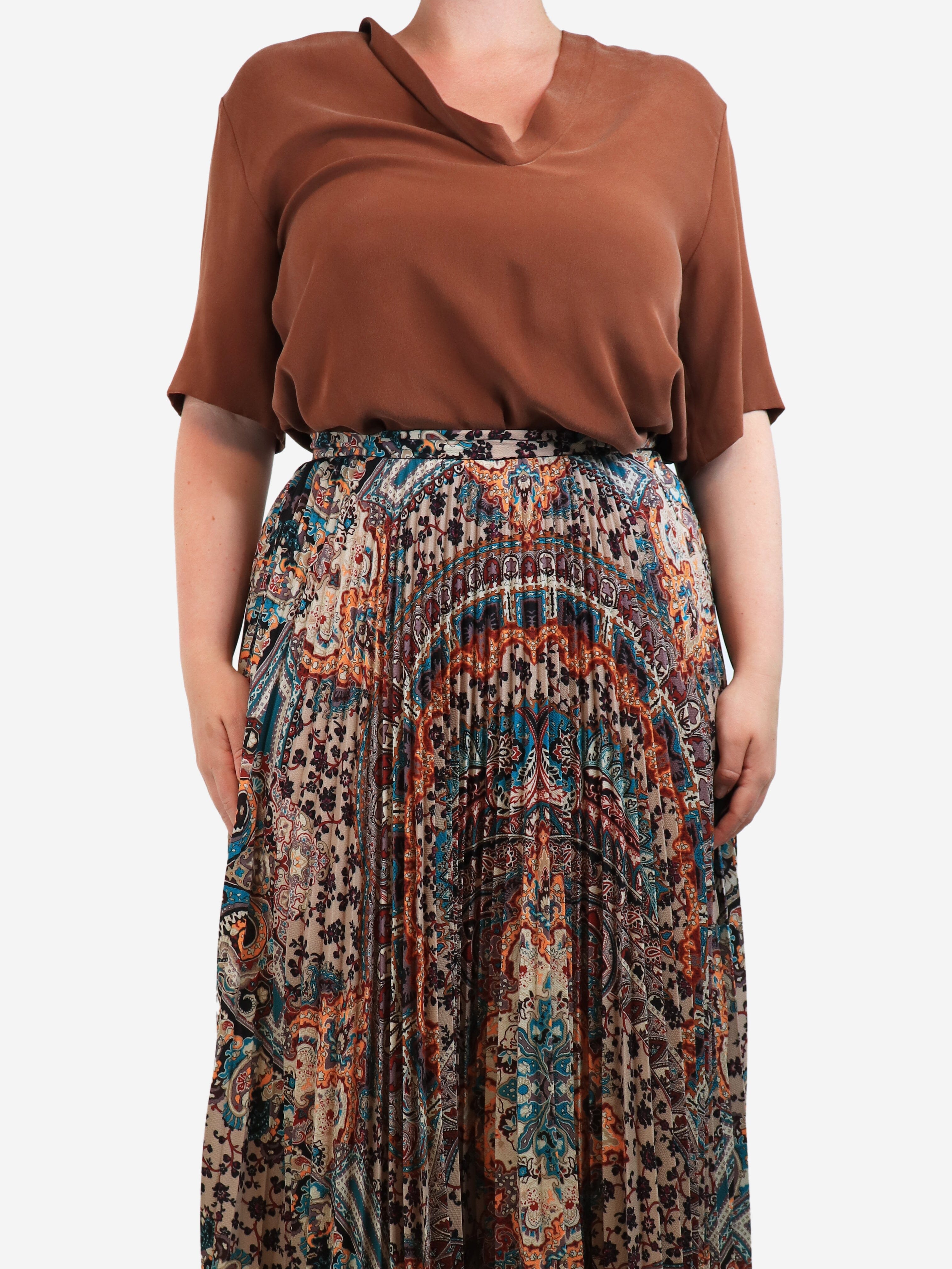 Brown slouchy neck silk top - size UK 12 Tops Joseph 
