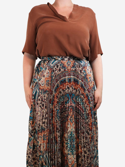 Brown slouchy neck silk top - size UK 12 Tops Joseph 