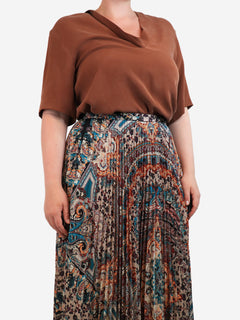 Brown slouchy neck silk top - size UK 12 Tops Joseph 