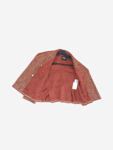 Chanel Red double-breasted wool-blend jacket - size UK 12