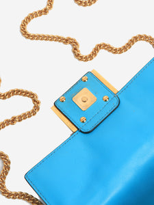 Fendi Blue Mini Baguette in Embossed Leather
