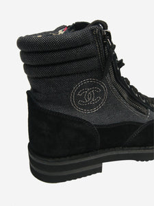 Chanel Black suede high-top ankle boots - size EU 36.5