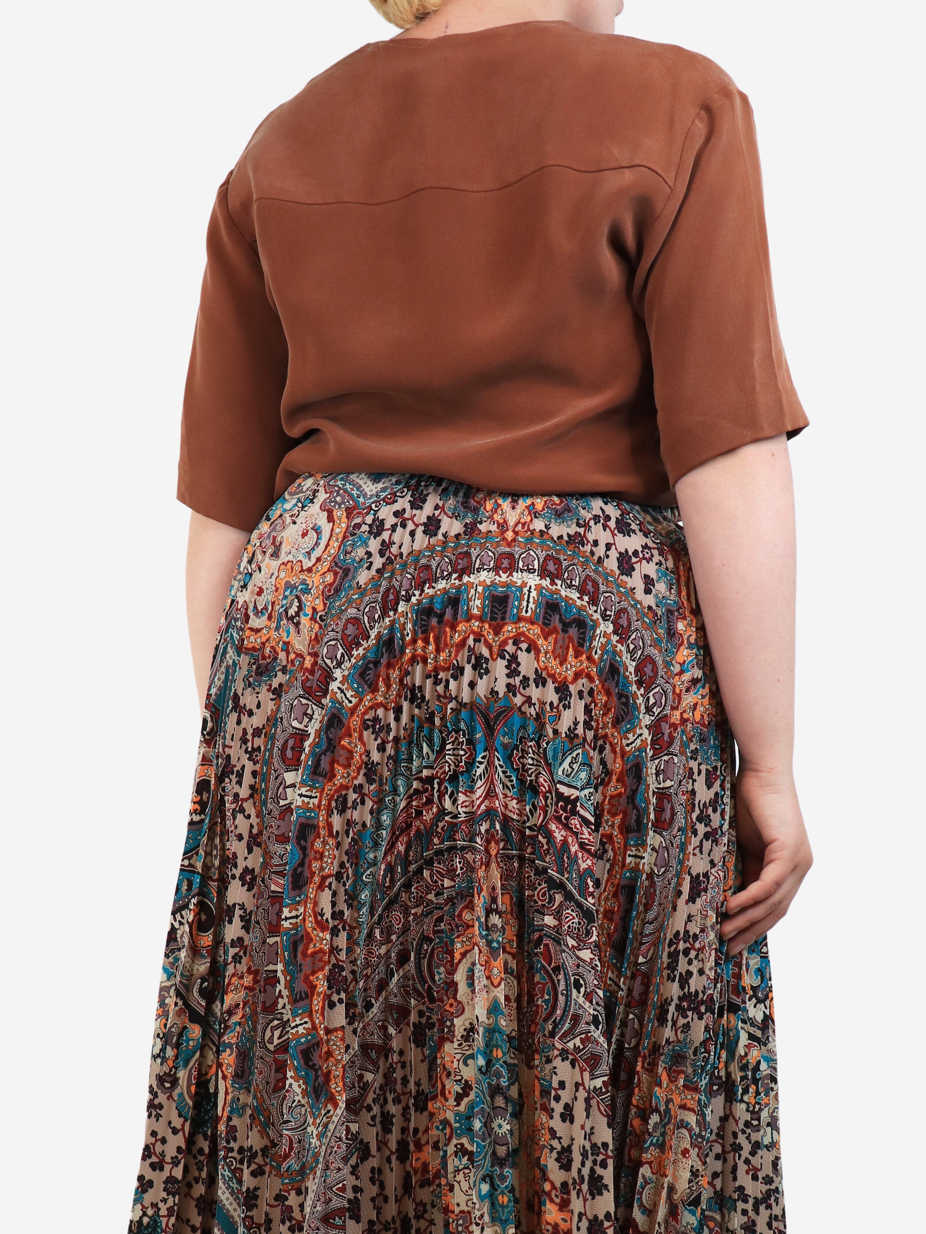 Brown slouchy neck silk top - size UK 12 Tops Joseph 