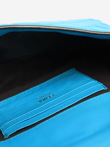 Fendi Blue Mini Baguette in Embossed Leather