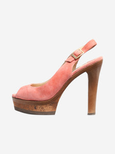 Jimmy Choo Pink suede peep-toe platform heels - size EU 38