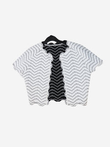 Alaia White scallop-trim cropped top - size UK 10