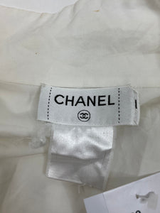 Chanel White high-neck cotton shirt - size UK 10