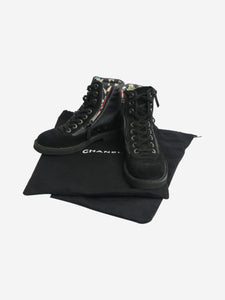 Chanel Black suede high-top ankle boots - size EU 36.5