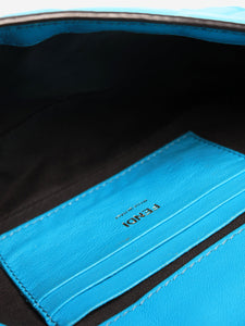 Fendi Blue Mini Baguette in Embossed Leather