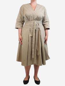 Loewe Neutral 3/4 sleeve belted dress - size UK 12