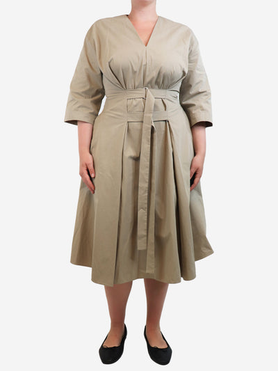 Neutral 3/4 sleeve belted dress - size UK 12 Dresses Loewe 