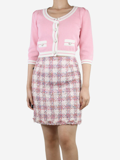 Pink houndstooth cropped cardigan - size UK 8 Knitwear Alessandra Rich 