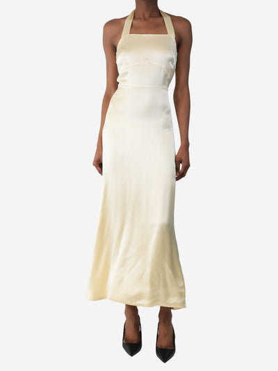 Cream halter-neck maxi dress - size UK 6 Dresses Albus Lumen 