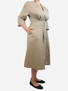 Loewe Neutral 3/4 sleeve belted dress - size UK 12