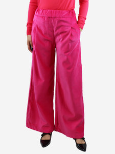 Les Tricots d'O Pink velvet flared trousers - size UK 10