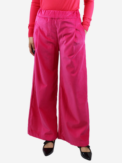 Pink velvet flared trousers - size UK 10 Trousers Les Tricots d'O 