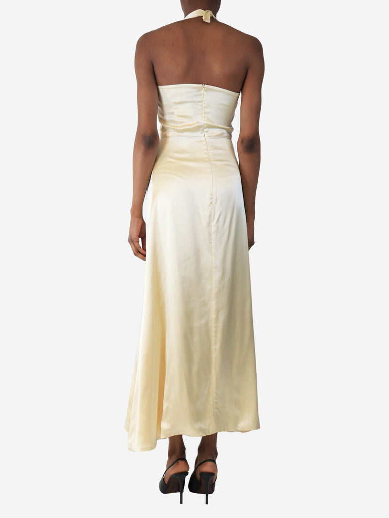 Cream halter-neck maxi dress - size UK 6 Dresses Albus Lumen 