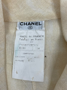 Chanel Pale yellow sleeveless linen shirt - size UK 6