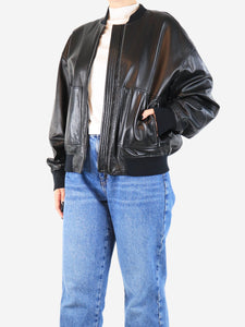Brunello Cucinelli Black leather bomber jacket - size