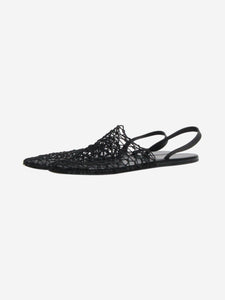 The Row Black woven net slingback slippers - size EU 40