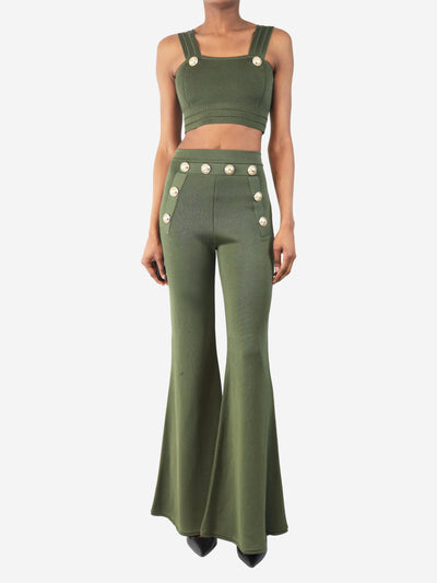 Green two piece knit top and trousers - size UK 6 Sets Balmain 