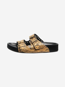Isabel Marant Mustard Lennyo snake-print eyelet sandals - size EU 38
