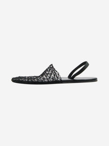 The Row Black woven net slingback slippers - size EU 40