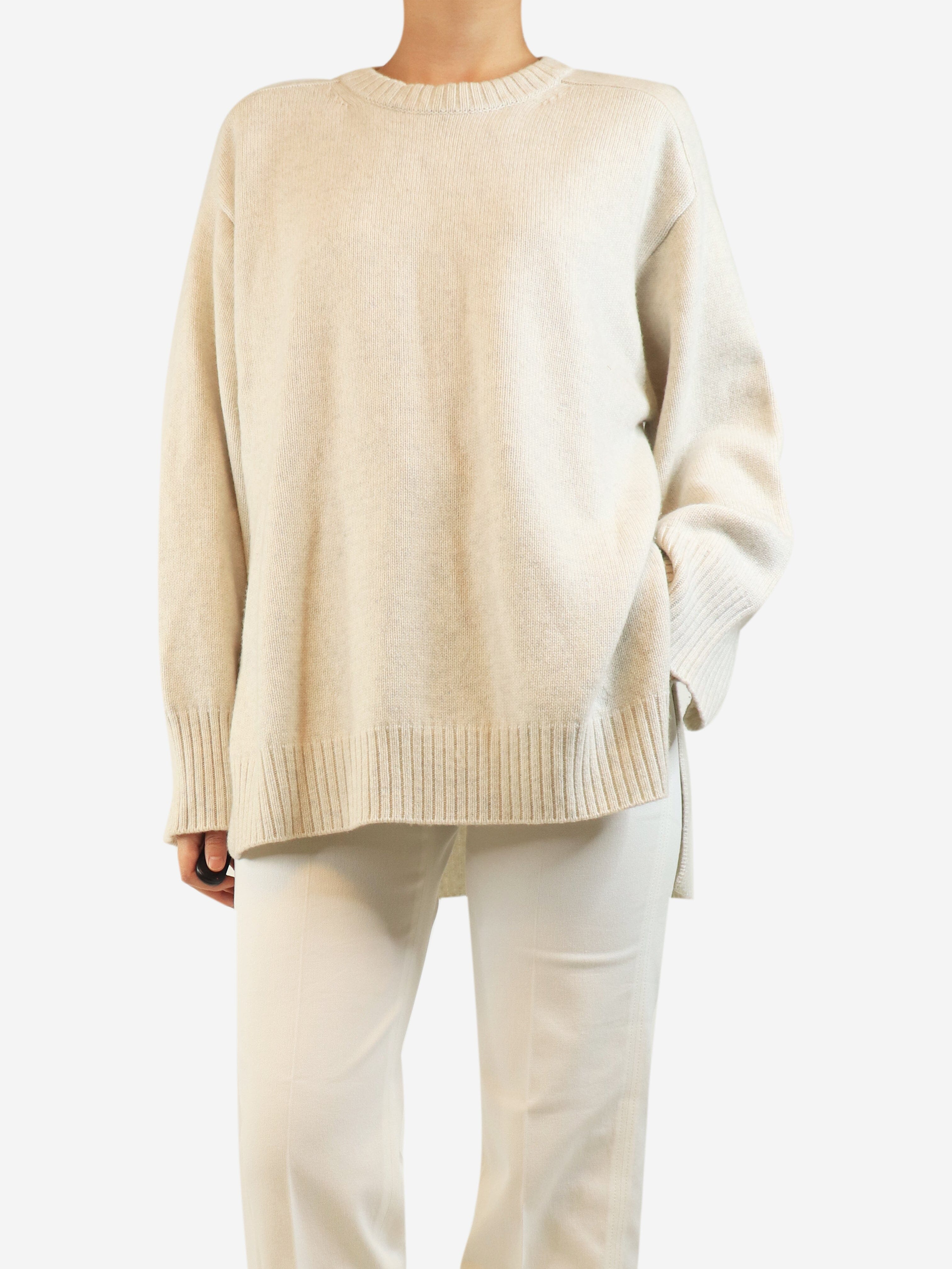 Pale grey marl sweater - size L Knitwear Loulou de Saison 