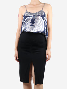 Stella McCartney Dark blue and silver lurex cami top - size UK 8