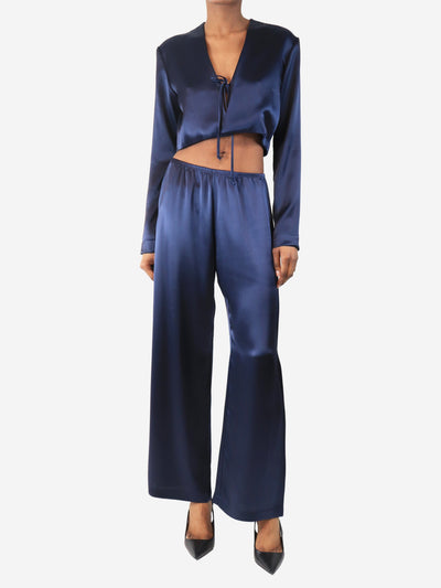 Navy satin two piece - size XS Sets Leset 