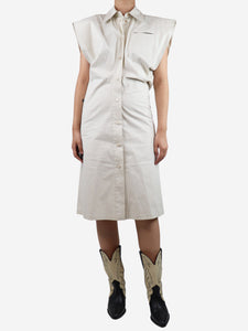 Bottega Veneta Ivory sleeveless knee-length shirt dress - size UK 10