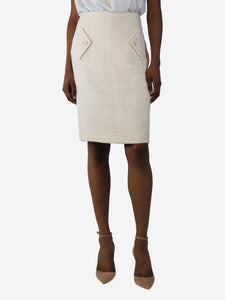 Chanel Cream tweed skirt - size UK 8