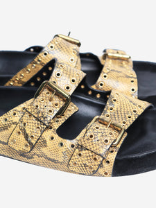 Isabel Marant Mustard Lennyo snake-print eyelet sandals - size EU 38