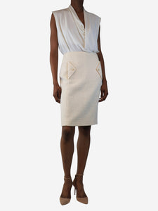 Chanel Cream tweed skirt - size UK 8