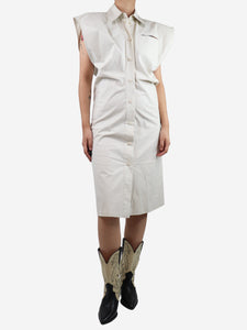 Bottega Veneta Ivory sleeveless knee-length shirt dress - size UK 10