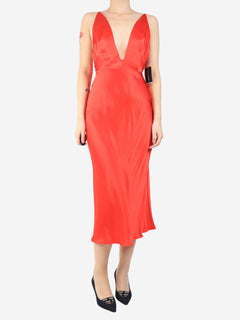 Red sleeveless silk midi dress - size S Dresses Materiel 
