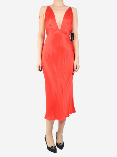 Red sleeveless silk midi dress - size S Dresses Materiel 