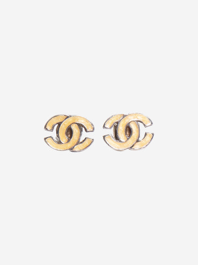 Silver and beige CC stud earrings Earrings Chanel 