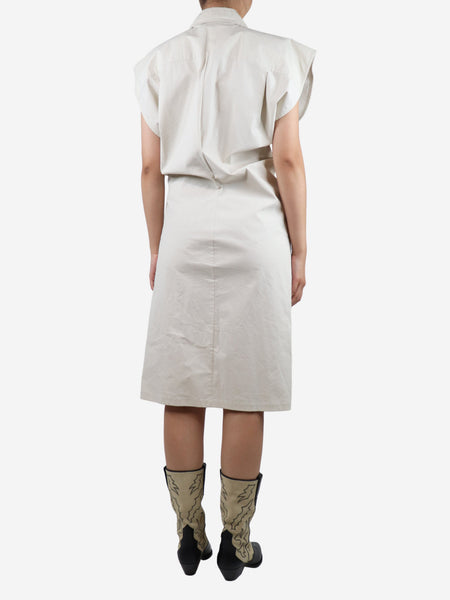 Ivory sleeveless knee-length shirt dress - size UK 10 alternate image
