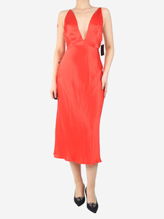Red sleeveless silk midi dress - size S Dresses Materiel 