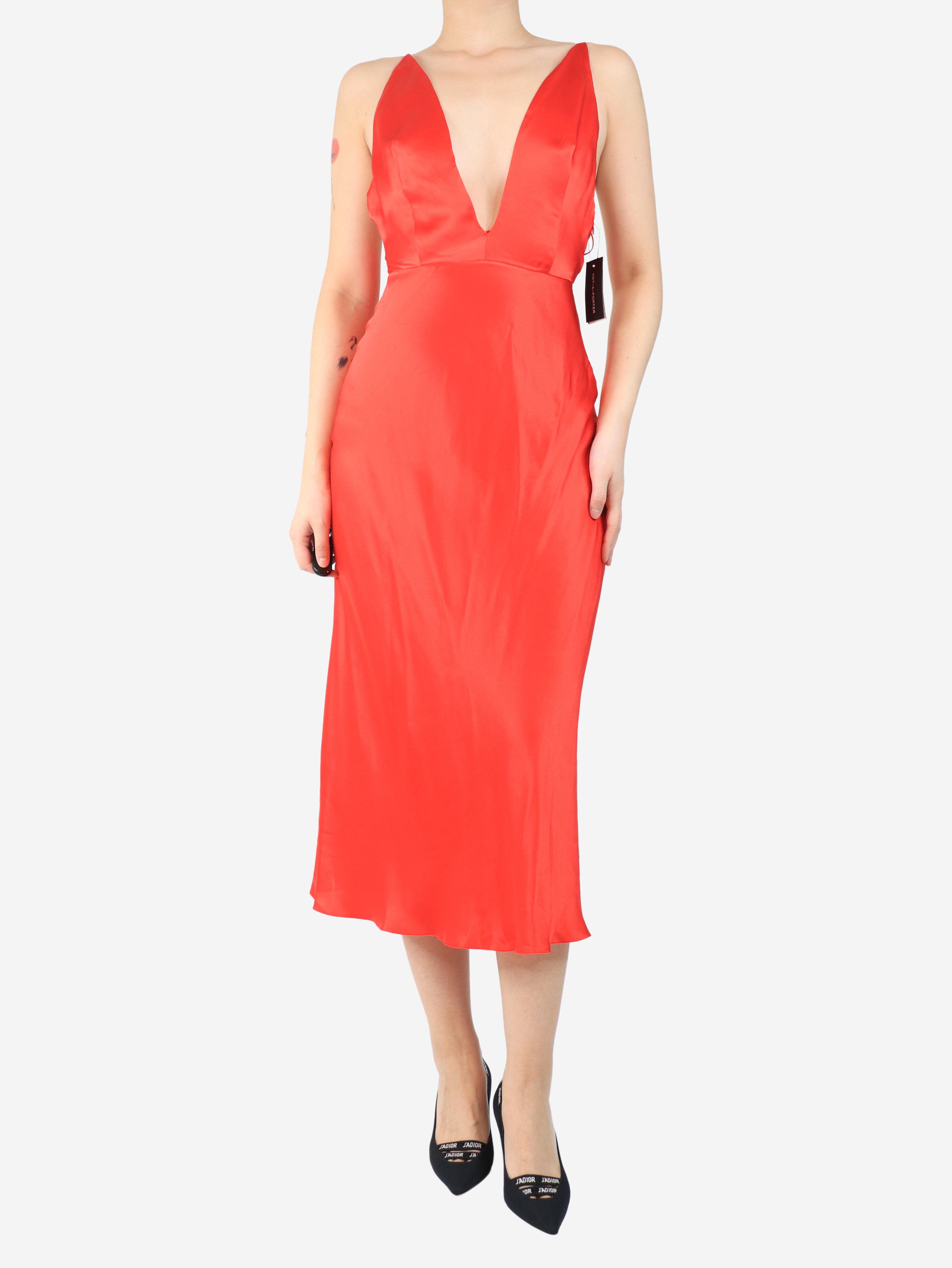 Red sleeveless silk midi dress - size S Dresses Materiel 