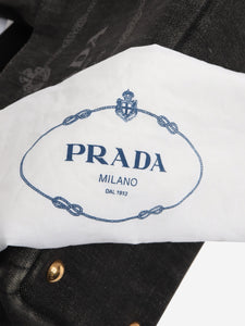 Prada Black Logo Printed Denim Tote Bag