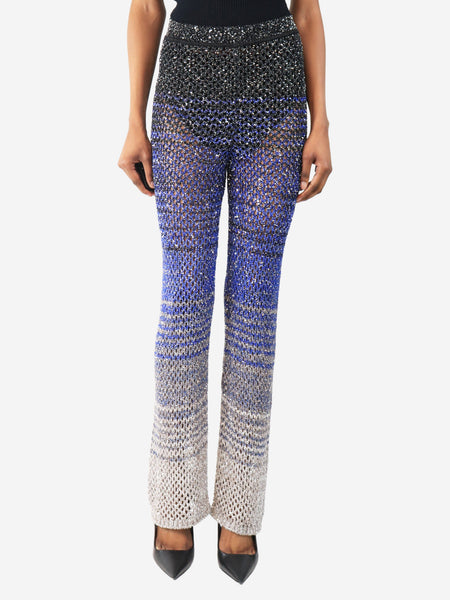 Blue sequin trousers - size UK 8 product image