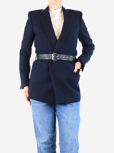 Navy blue belted wool blazer - size UK 12 Coats & Jackets Saint Laurent 