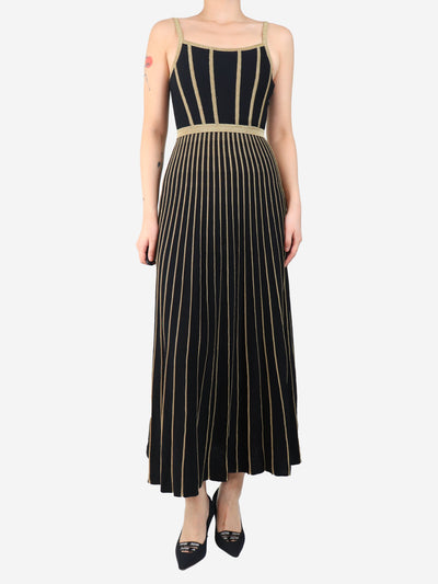 Black and gold sleeveless lurex maxi dress - size UK 8 Dresses ME+EM 