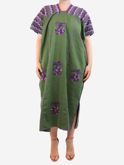 Purple and khaki three panel midi kaftan - One size Dresses Pippa Holt 