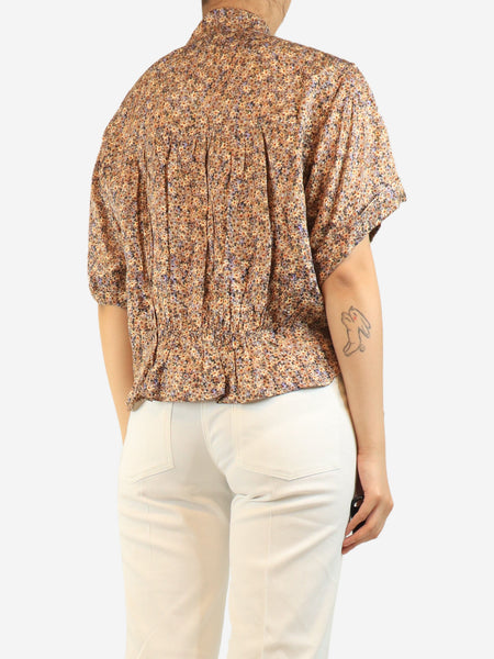 Brown floral print blouse - size UK 12 alternate image