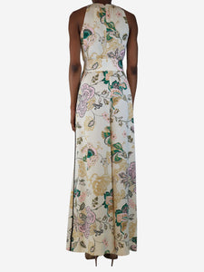 ME+EM Cream floral print belted jumpsuit - size UK 8