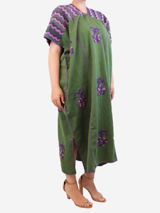 Pippa Holt Purple and khaki three panel midi kaftan - One size